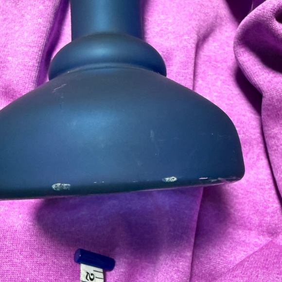 Blue Glass 12” Candle Holder.  Metal plate at top. Design element - Picture 5 of 5